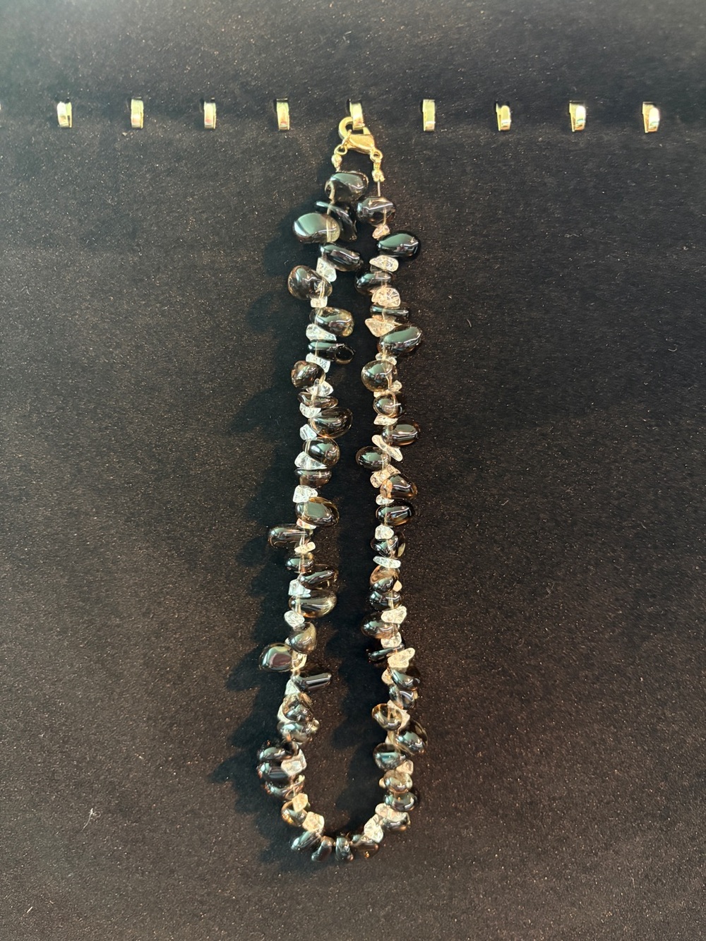 Gold Clasp Black and Silver Beaded Women's Necklace